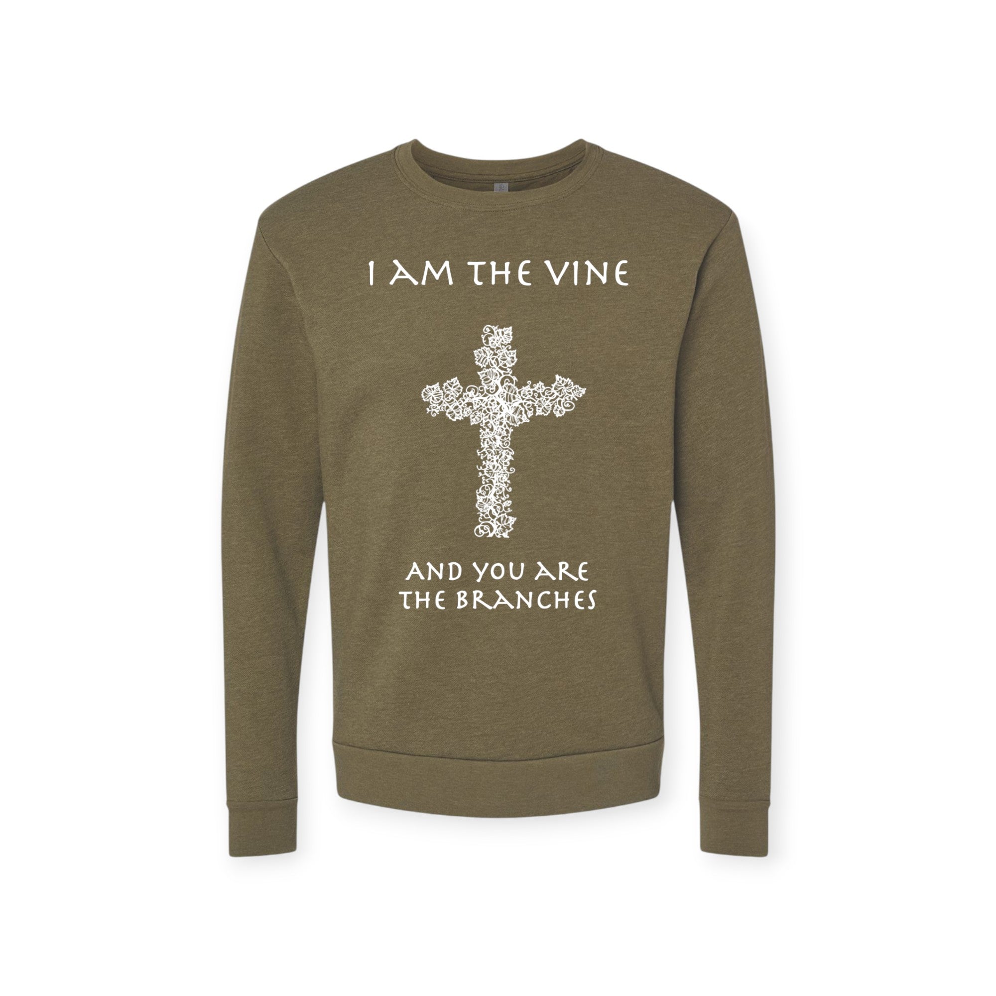 CROSS AND VINE (JOHN 15:5) CREWNECK SWEATSHIRT