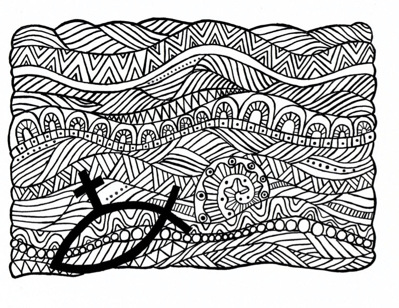 WAVES FISH WITH CROSS T-shirt